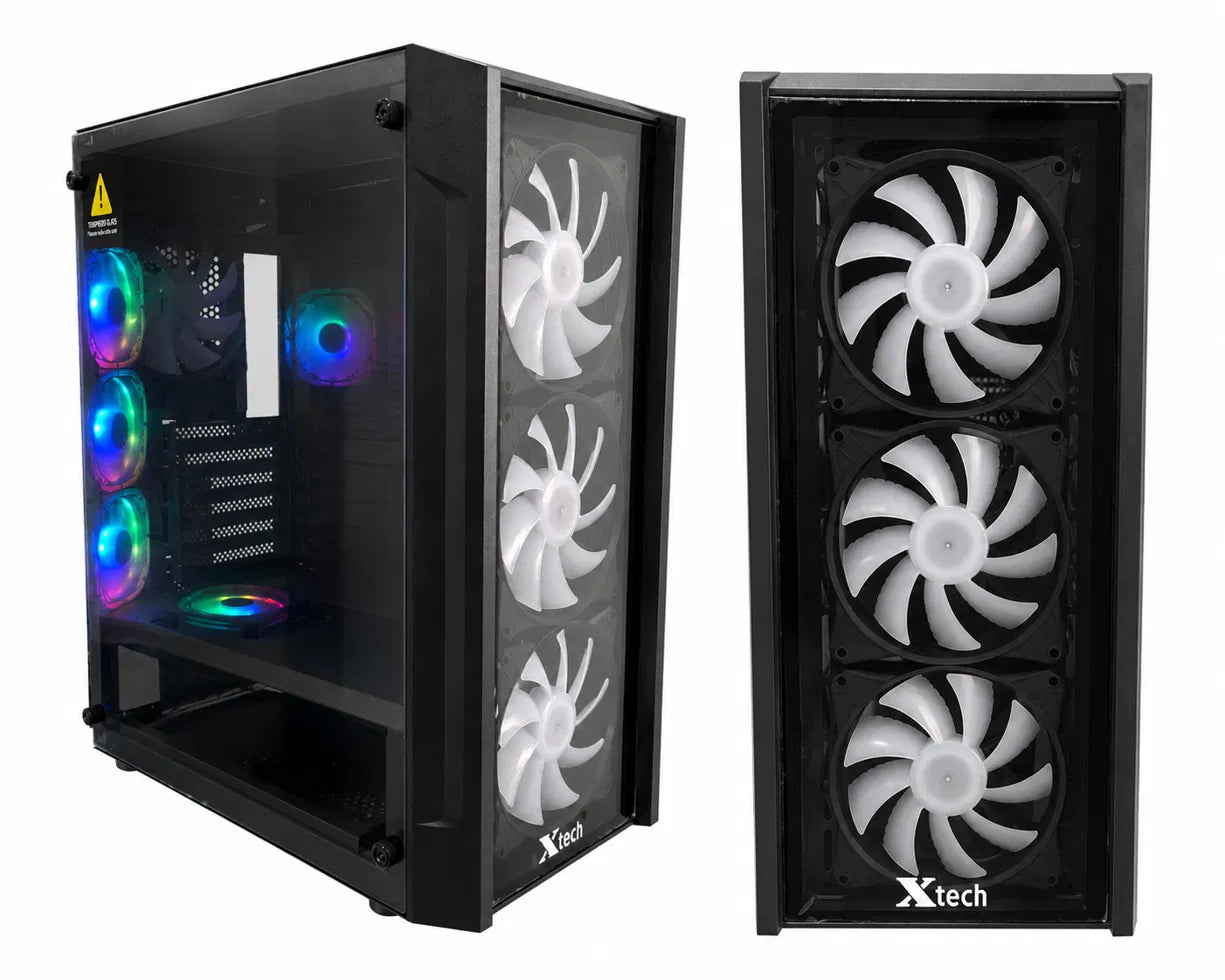 Chasis Xtech + 4 fan RGB Y Vidrio Templado
