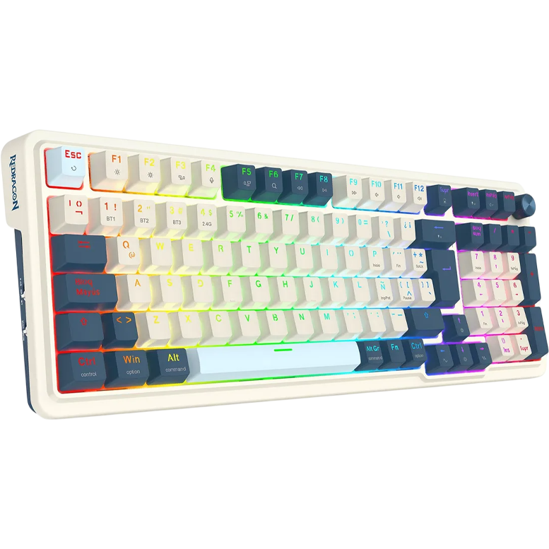Teclado Mecánico 98% EISA PRO K686 Blanco/Azul Claro