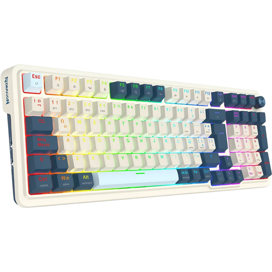 Teclado Mecánico 98% EISA PRO K686 Blanco/Azul Claro