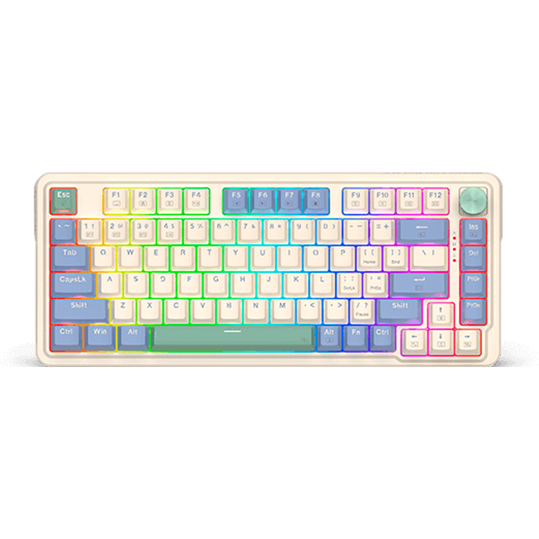 Teclado Mecánico 75% UCAL MAX K673 Blanco/Azul/Lila