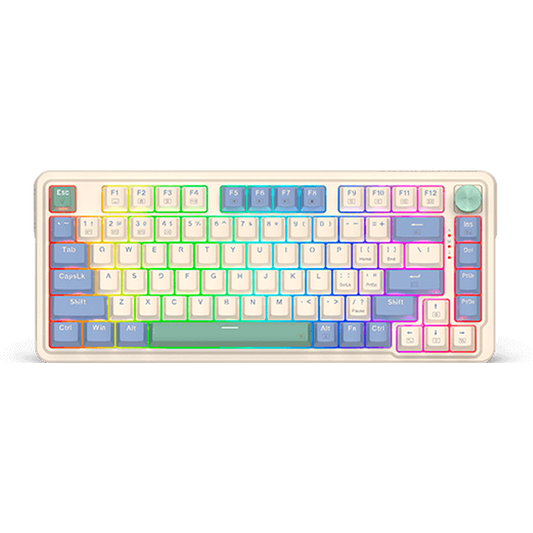 Teclado Mecánico 75% UCAL MAX K673 Blanco/Azul/Lila