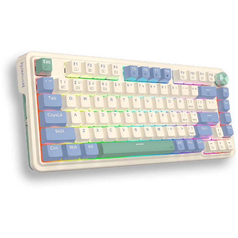 Teclado Mecánico 75% UCAL MAX K673 Blanco/Azul/Lila