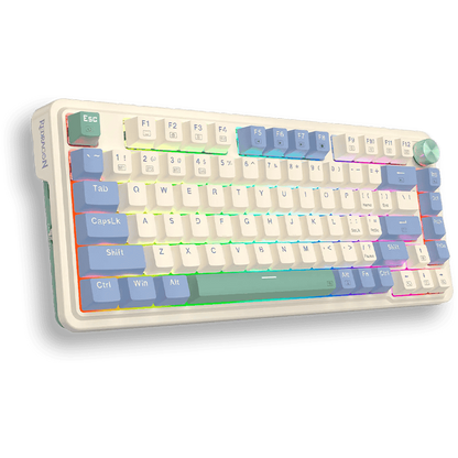 Teclado Mecánico 75% UCAL MAX K673 Blanco/Azul/Lila