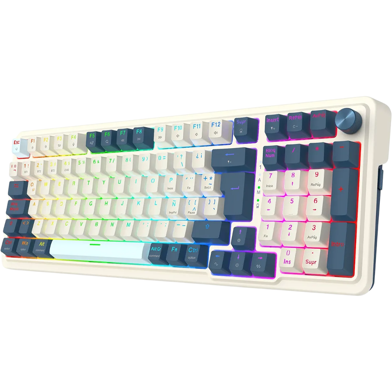 Teclado Mecánico 98% EISA PRO K686 Blanco/Azul Claro