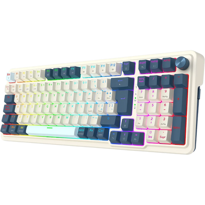 Teclado Mecánico 98% EISA PRO K686 Blanco/Azul Claro