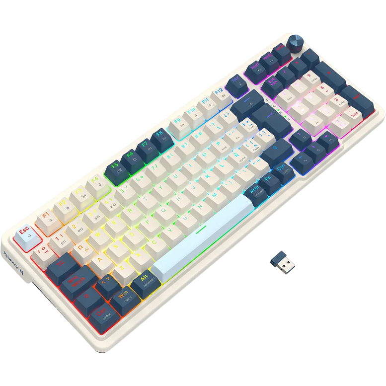 Teclado Mecánico 98% EISA PRO K686 Blanco/Azul Claro