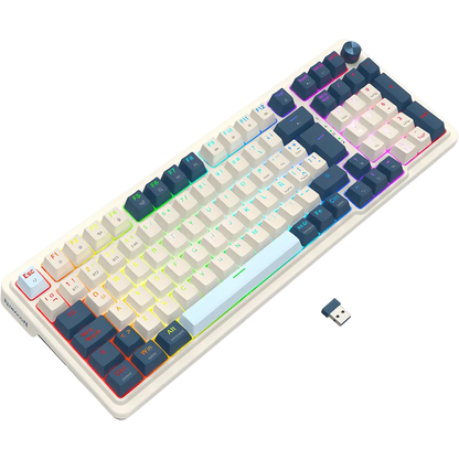 Teclado Mecánico 98% EISA PRO K686 Blanco/Azul Claro