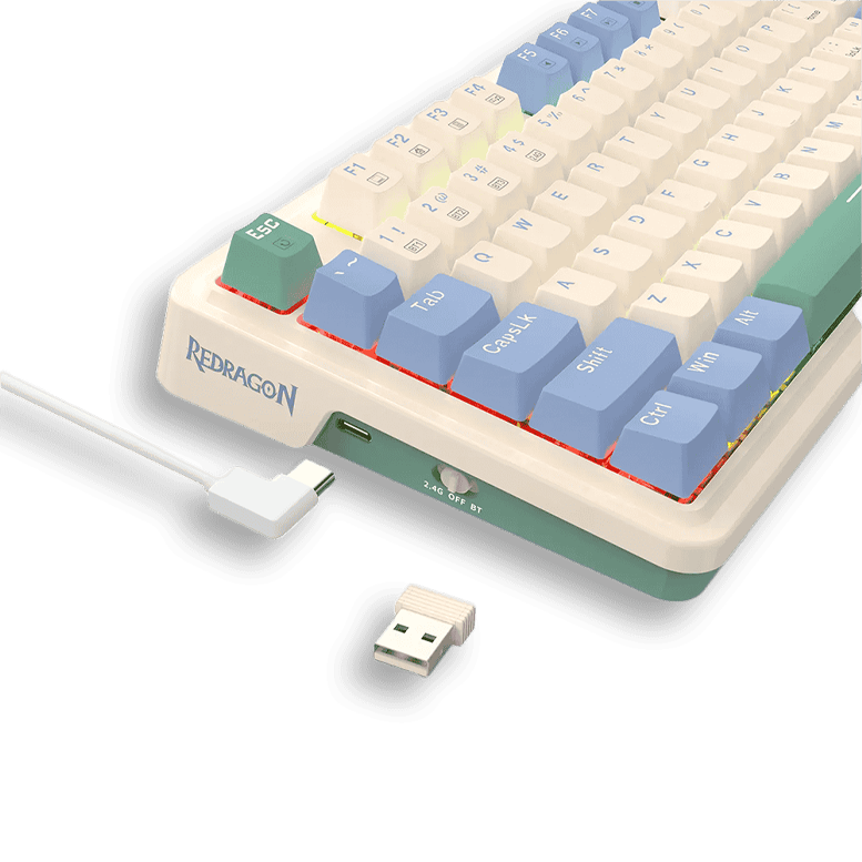 Teclado Mecánico 75% UCAL MAX K673 Blanco/Azul/Lila