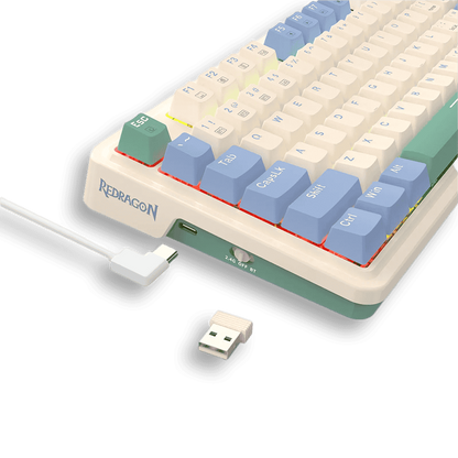 Teclado Mecánico 75% UCAL MAX K673 Blanco/Azul/Lila