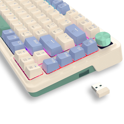 Teclado Mecánico 75% UCAL MAX K673 Blanco/Azul/Lila