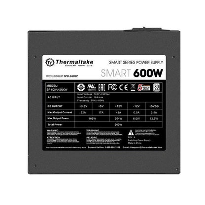 Fuente de poder Thermaltake Smart 600W 80+