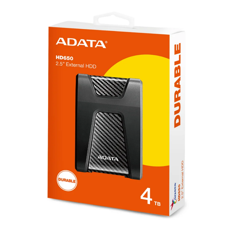 Disco Externo Adata Antigolpes Hd650 4Tb Usb 3.2 (Negro)