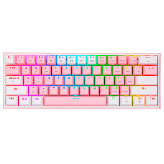 TECLADO FIZZ PRO K616 BLANCO-ROSADO (ROJO)