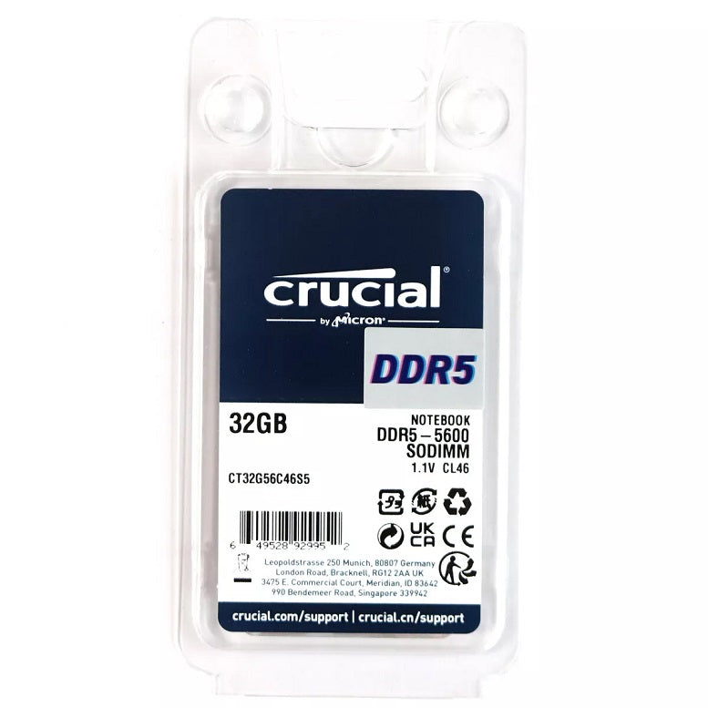 Memoria Ram Laptop DDR5 Crucial 32gb 5600MHz CL 46