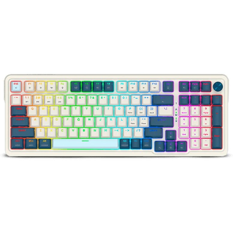 Teclado Mecánico 98% EISA PRO K686 Blanco/Azul Claro