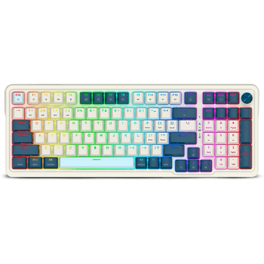 Teclado Mecánico 98% EISA PRO K686 Blanco/Azul Claro